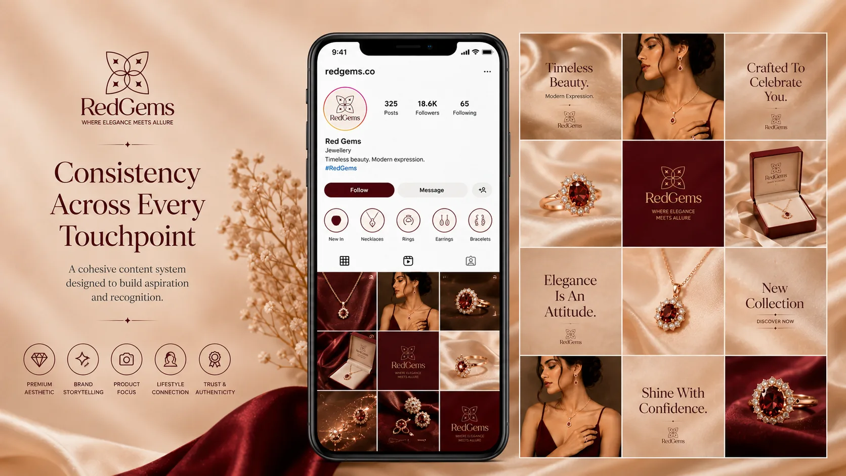 Red Gems — Logo and Branding packaging & visual design mockup 14 by Raghav Chopra